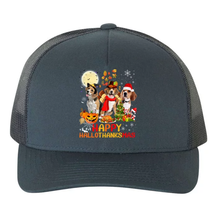 Beagle Dog Halloween Merry Christmas Happy Hallothanksmas Gift Yupoong Adult 5-Panel Trucker Hat