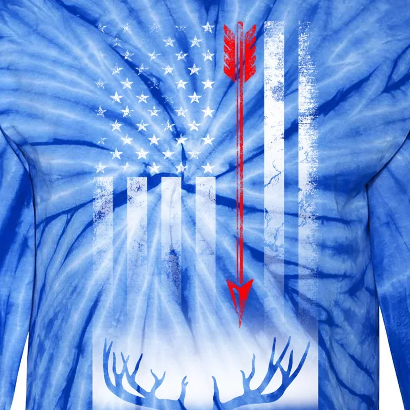 Bow Deer Hunting American Flag Bow Hunting Lover Gift Cool Gift Tie-Dye Long Sleeve Shirt