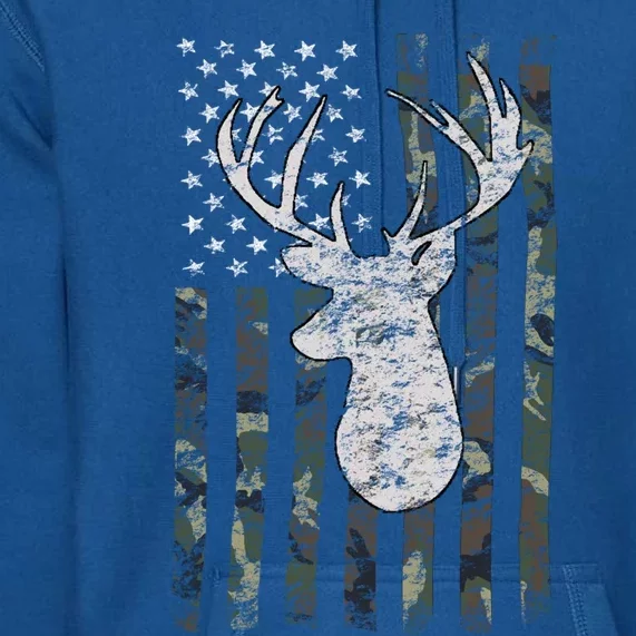 Buck Deer Hunting Camouflage Flag Hunter Funny Gift Premium Hoodie