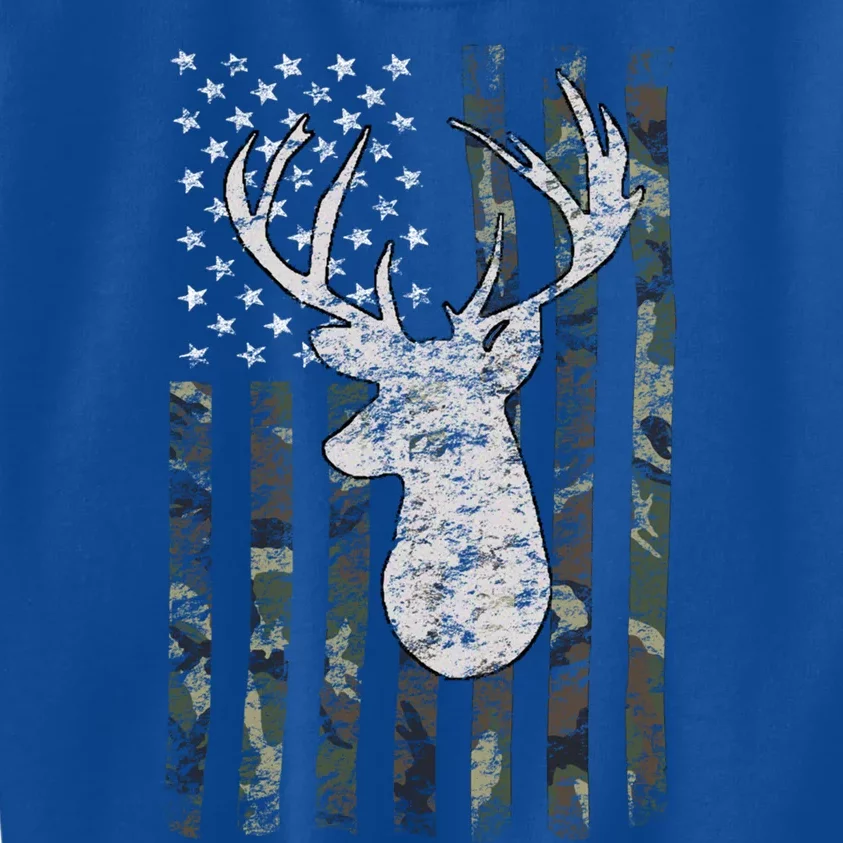 Buck Deer Hunting Camouflage Flag Hunter Funny Gift Kids Sweatshirt