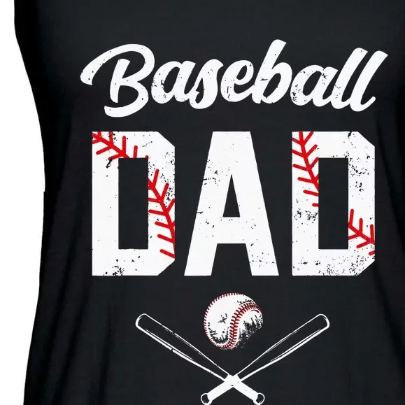 Baseball Dad Happy Fathers Day Ladies Essential Flowy Tank