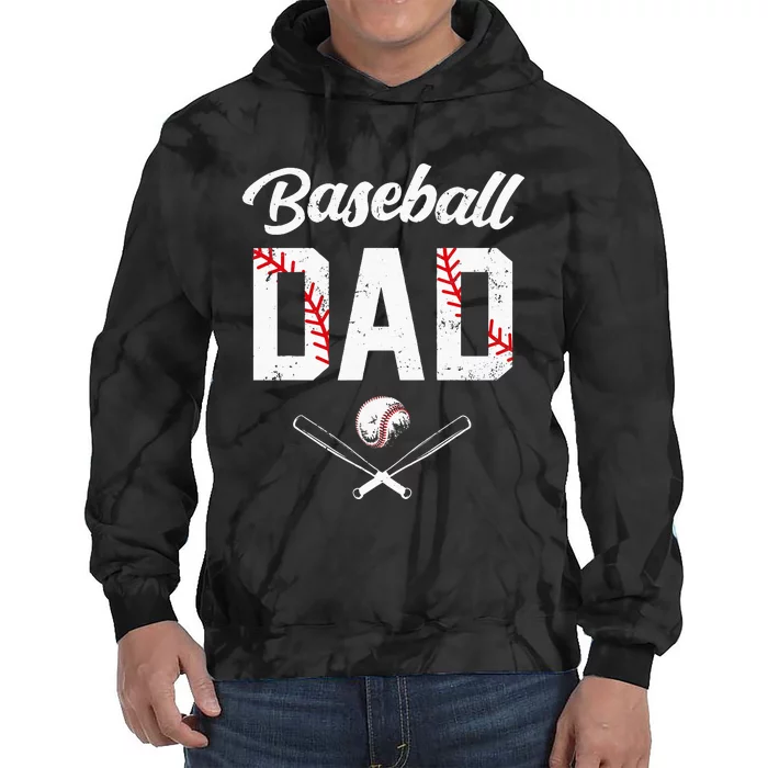 Baseball Dad Happy Fathers Day Tie Dye Hoodie