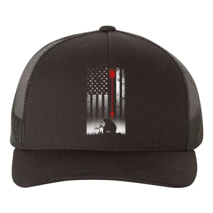 Bow Deer Hunting American Flag For Bow Hunting Yupoong Adult 5-Panel Trucker Hat