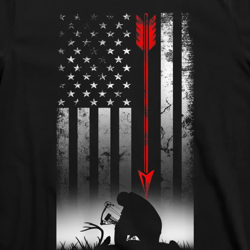 Bow Deer Hunting American Flag For Bow Hunting T-Shirt