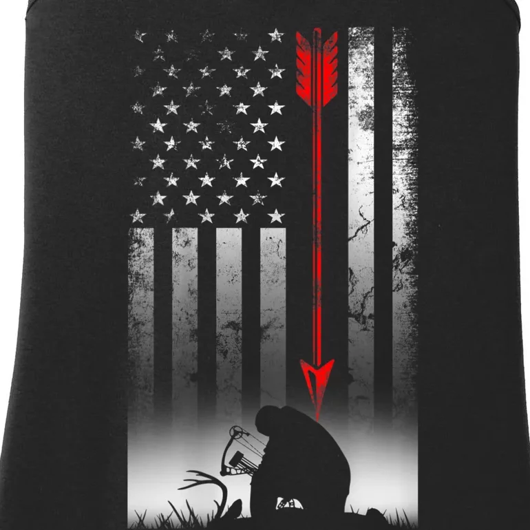 Bow Deer Hunting American Flag For Bow Hunting Ladies Essential Tank