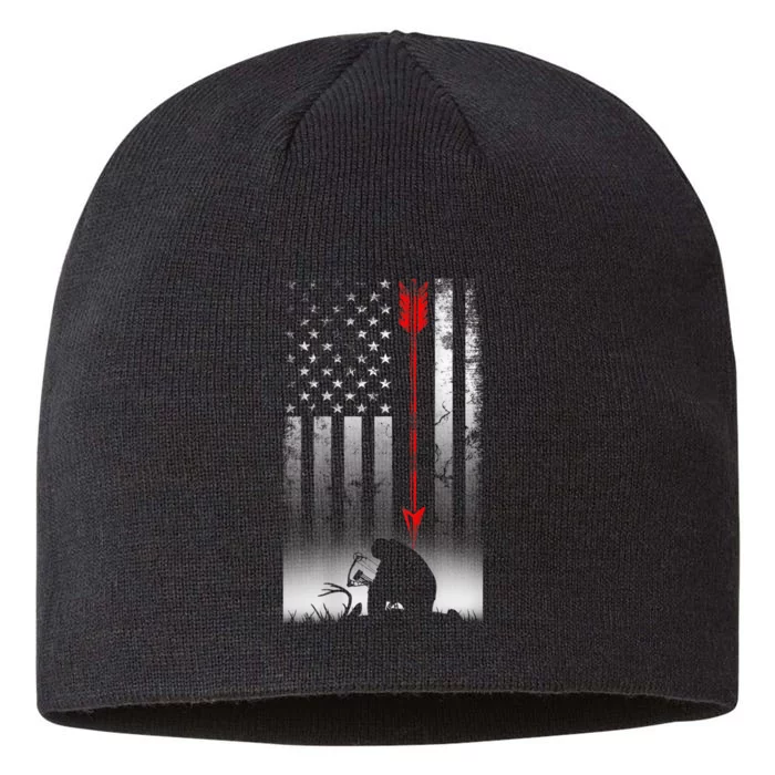 Bow Deer Hunting American Flag For Bow Hunting 8 1/2in Sustainable Knit Beanie