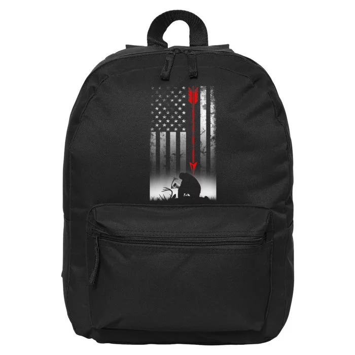 Bow Deer Hunting American Flag For Bow Hunting 16 in Basic Backpack