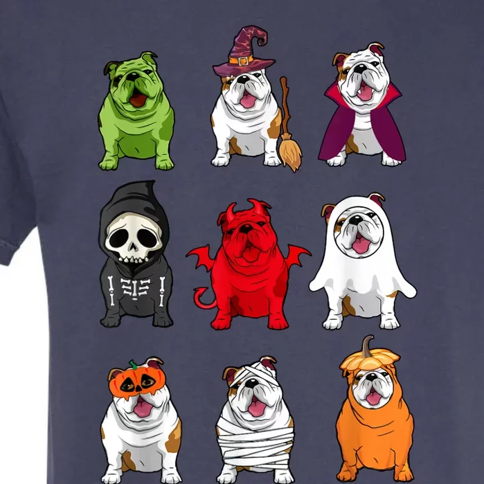 Bulldogs Dog Halloween Funny Bulldogs Costume Ghost Monster Garment-Dyed Heavyweight T-Shirt