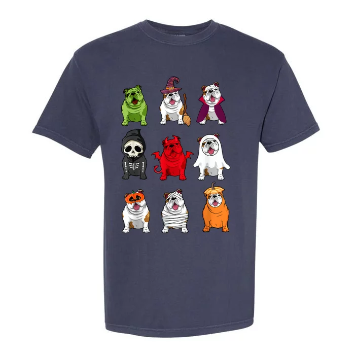 Bulldogs Dog Halloween Funny Bulldogs Costume Ghost Monster Garment-Dyed Heavyweight T-Shirt