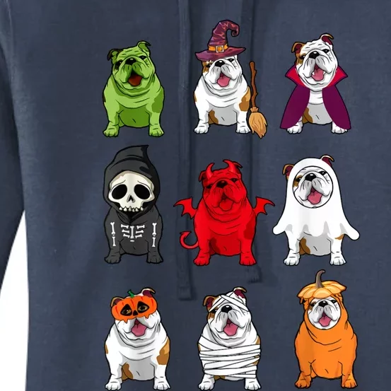 Bulldogs Dog Halloween Funny Bulldogs Costume Ghost Monster Women's Pullover Hoodie