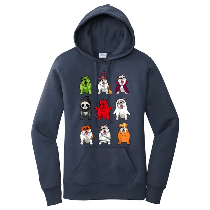 Bulldogs Dog Halloween Funny Bulldogs Costume Ghost Monster Women's Pullover Hoodie