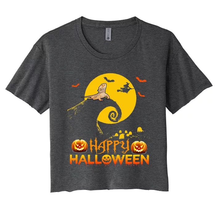 Bearded Dragon Halloween Night Women's Crop Top Tee