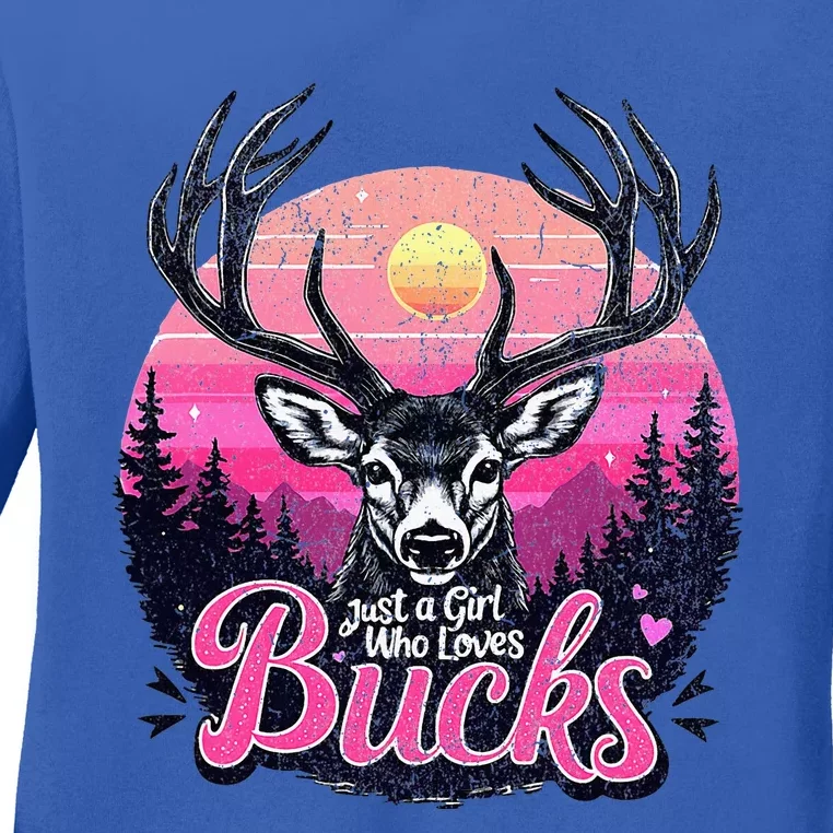 Buck Deer Hunting Hunter Girl Hunt Ladies Long Sleeve Shirt