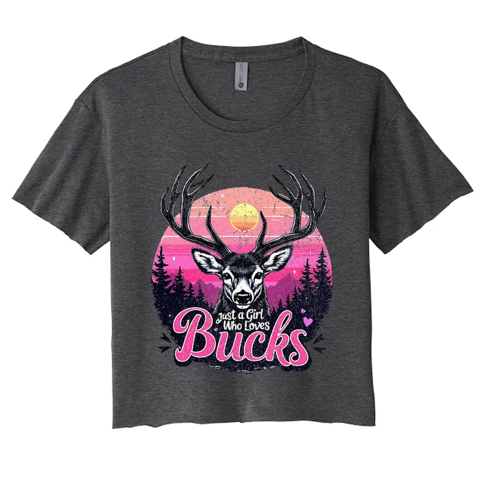 Buck Deer Hunting Hunter Girl Hunt Women's Crop Top Tee