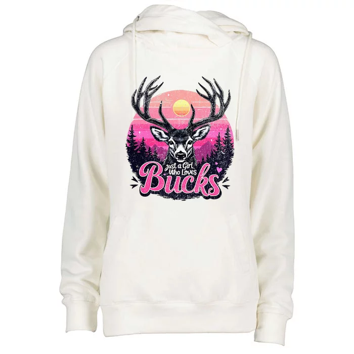 Buck Deer Hunting Hunter Girl Vintage Hunt Womens Funnel Neck Pullover Hood