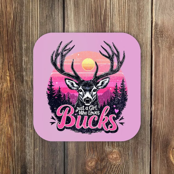 Buck Deer Hunting Hunter Girl Vintage Hunt Coaster