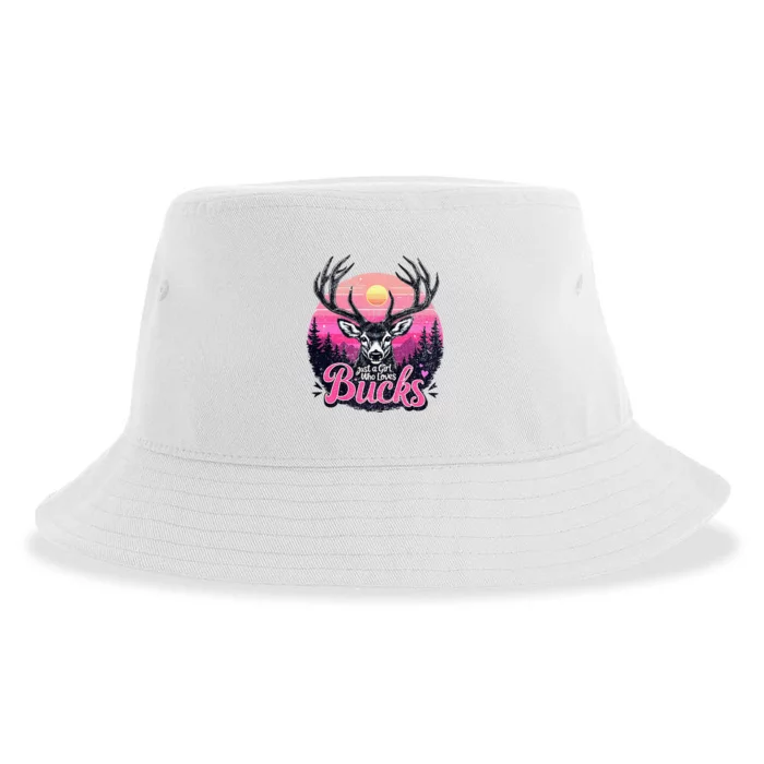 Buck Deer Hunting Hunter Girl Vintage Hunt Sustainable Bucket Hat