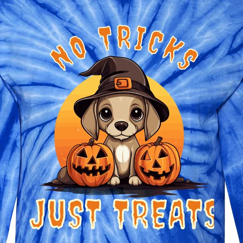 Beagle Dog Halloween No Tricks Just Treats Meaningful Gift Tie-Dye Long Sleeve Shirt