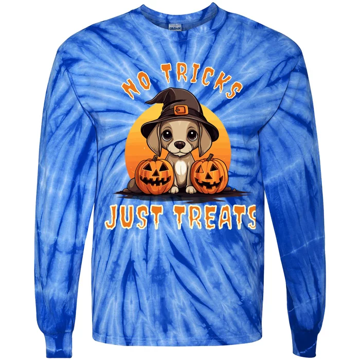 Beagle Dog Halloween No Tricks Just Treats Meaningful Gift Tie-Dye Long Sleeve Shirt