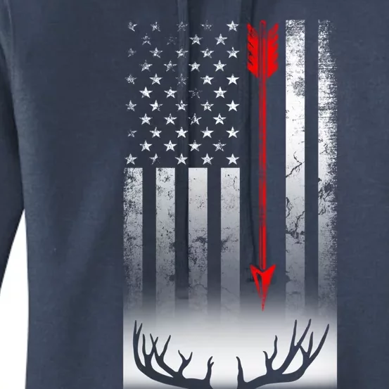 Bow Deer Hunting American Flag Bow Hunting Lover Gift Women's Pullover Hoodie