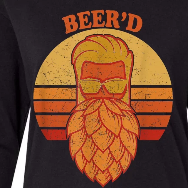 Beer D Hops Beard Beer Garden Retro Sunset Womens Cotton Relaxed Long Sleeve T-Shirt