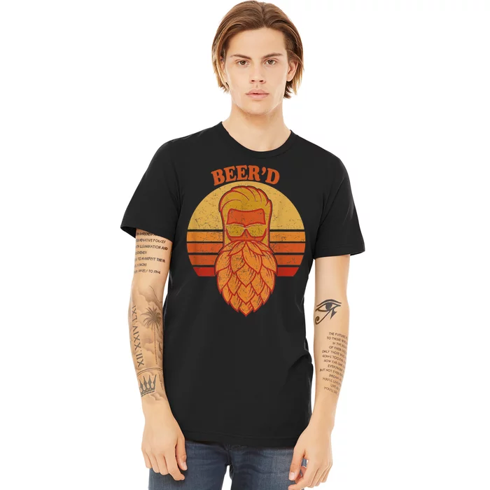 Beer D Hops Beard Beer Garden Retro Sunset Premium T-Shirt