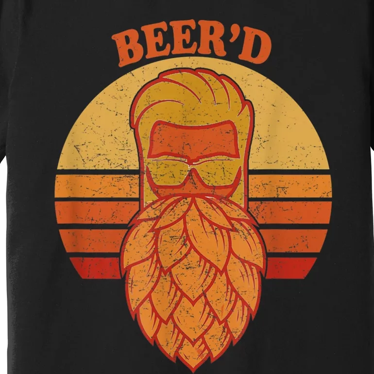 Beer D Hops Beard Beer Garden Retro Sunset Premium T-Shirt