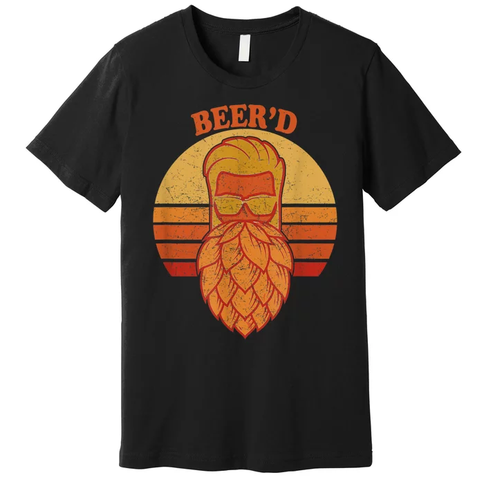 Beer D Hops Beard Beer Garden Retro Sunset Premium T-Shirt