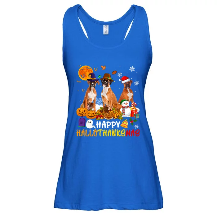 Boxer Dog Happy Hallothanksmas Xmas Dog Lover Gift Ladies Essential Flowy Tank