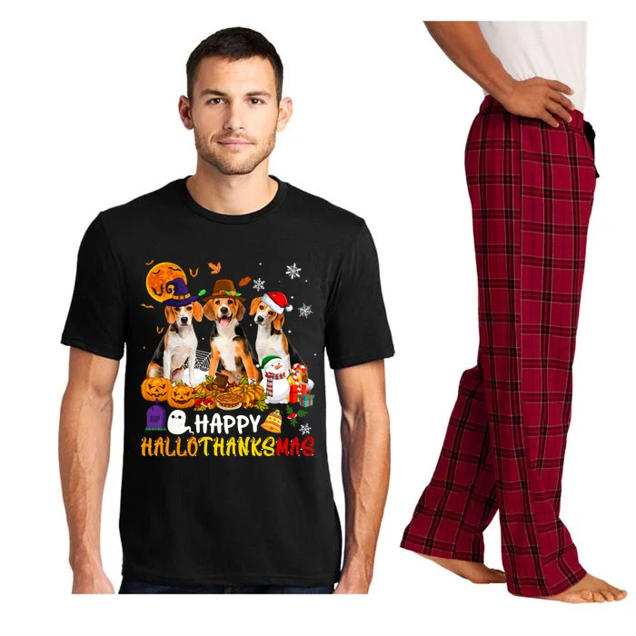 Beagle Dog Happy Hallothanksmas Xmas Dog Lover Meaningful Gift Pajama Set