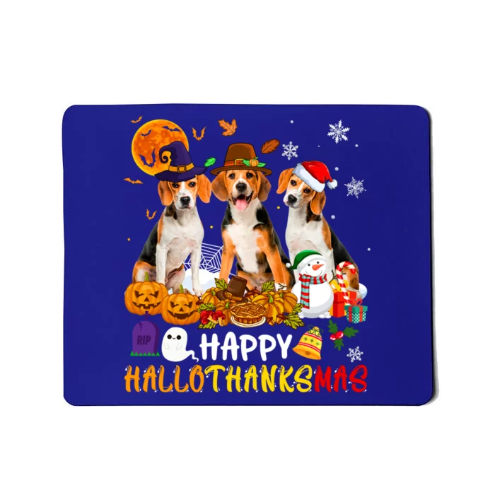 Beagle Dog Happy Hallothanksmas Xmas Dog Lover Meaningful Gift Mousepad