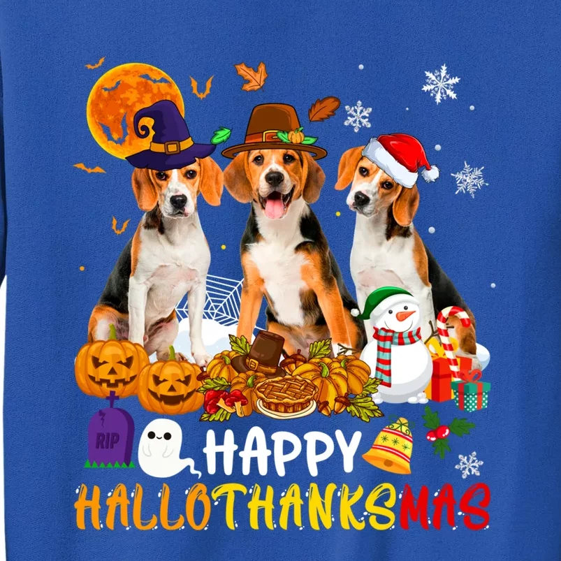 Beagle Dog Happy Hallothanksmas Xmas Dog Lover Meaningful Gift Tall Sweatshirt