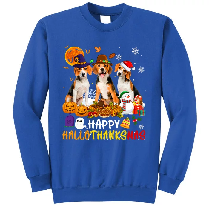 Beagle Dog Happy Hallothanksmas Xmas Dog Lover Meaningful Gift Tall Sweatshirt