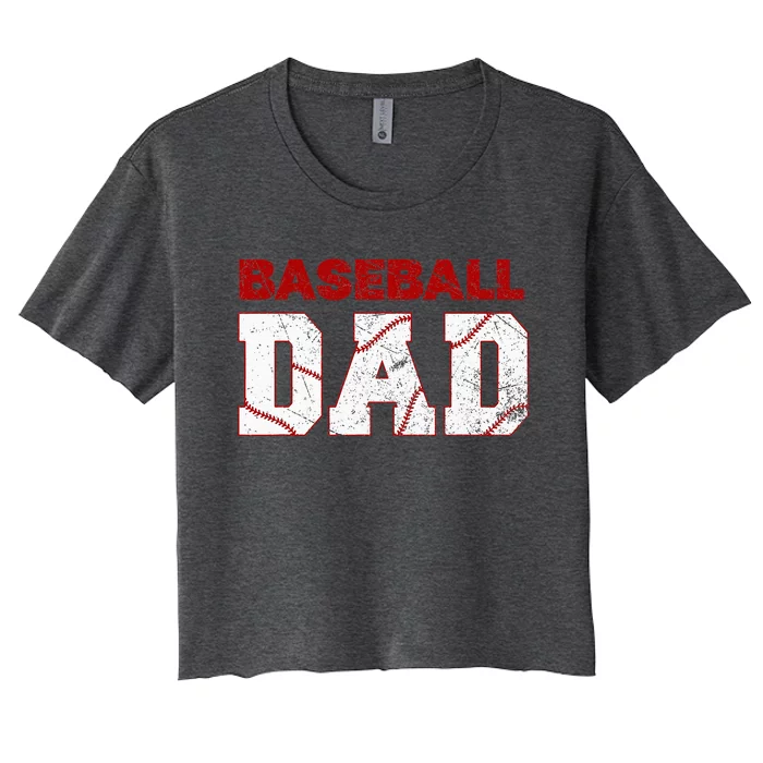 Baseball Dad Happy Fathers Day Women's Crop Top Tee