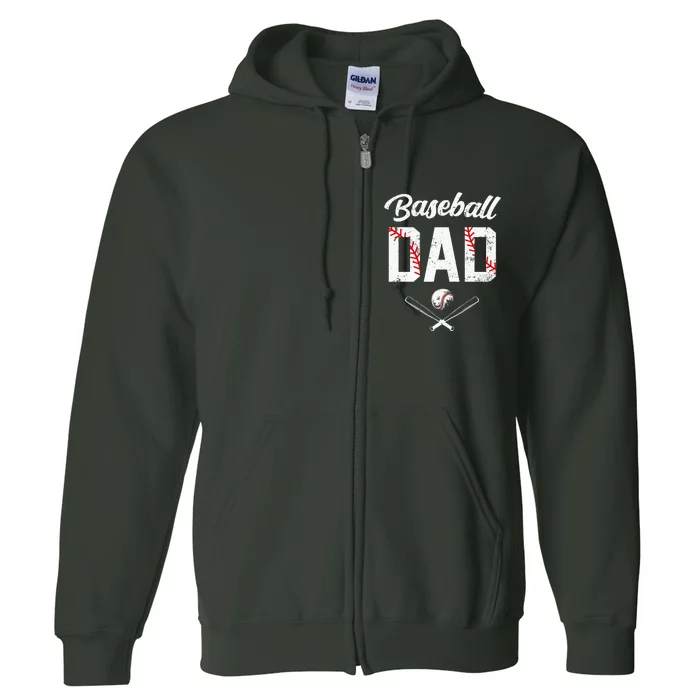 Baseball Dad Happy Fathers Day Wife Daughter Full Zip Hoodie