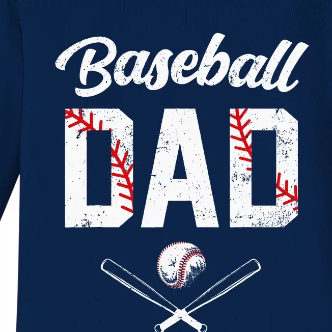 Baseball Dad Happy Fathers Day Wife Daughter Baby Long Sleeve Bodysuit