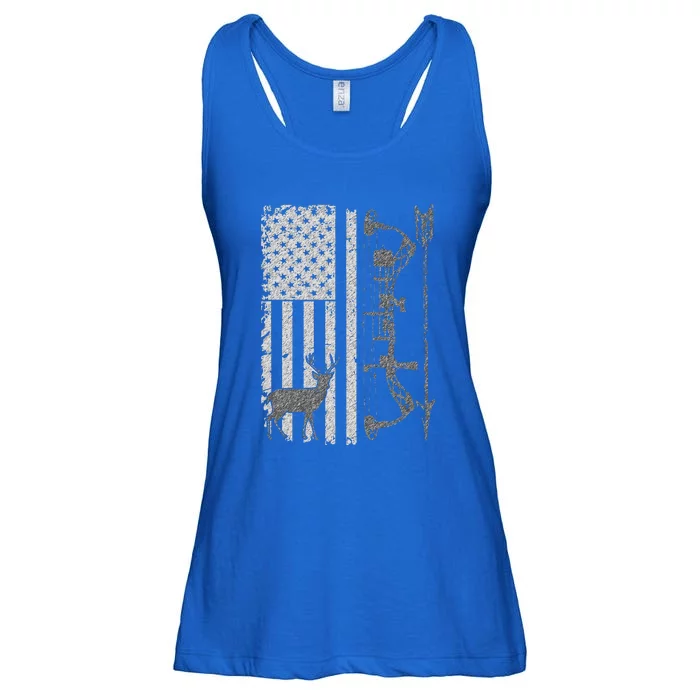 Bow Deer Hunting American Flag Gift For Bow Hunting Ladies Essential Flowy Tank