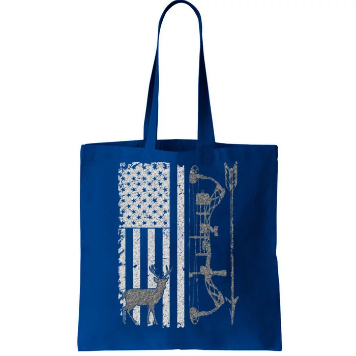 Bow Deer Hunting American Flag Gift For Bow Hunting Tote Bag