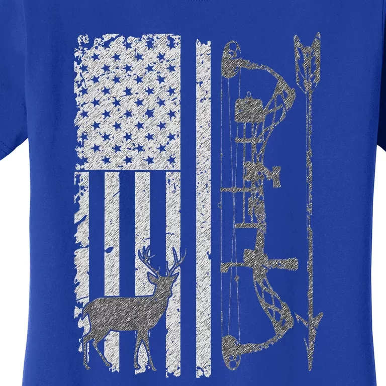 Bow Deer Hunting American Flag Gift For Bow Hunting Women's T-Shirt