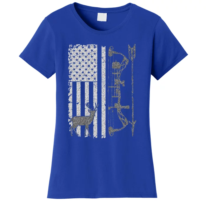 Bow Deer Hunting American Flag Gift For Bow Hunting Women's T-Shirt