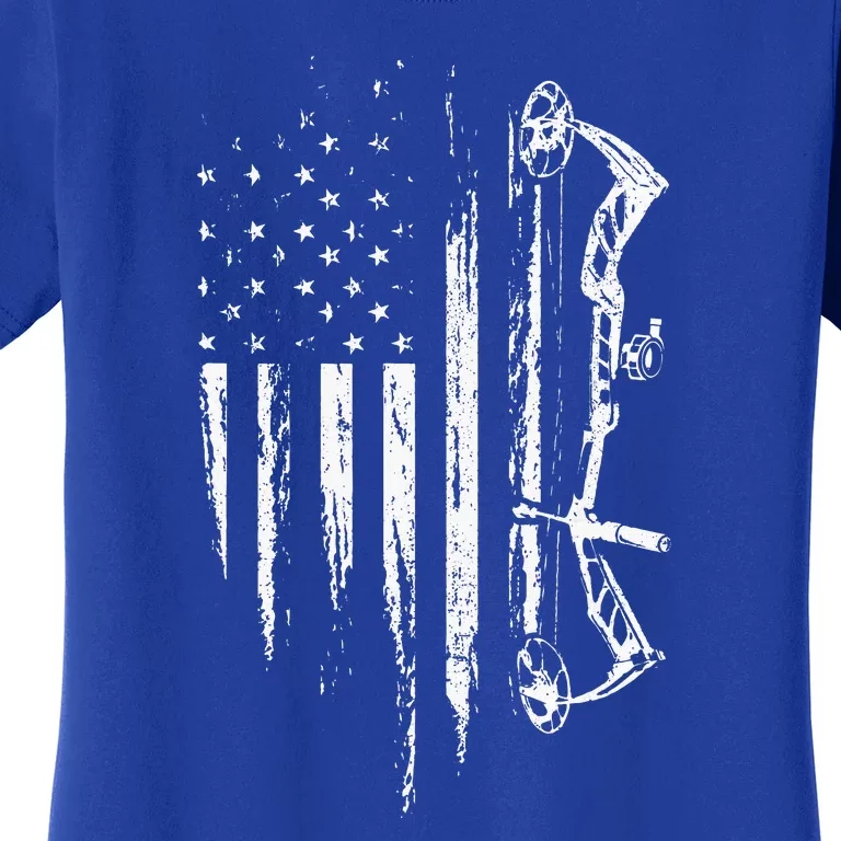 Bow Deer Hunting American Flag Gift For Bow Hunting Women's T-Shirt