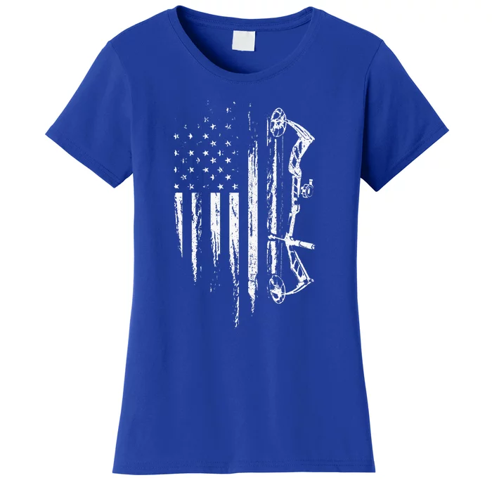 Bow Deer Hunting American Flag Gift For Bow Hunting Women's T-Shirt