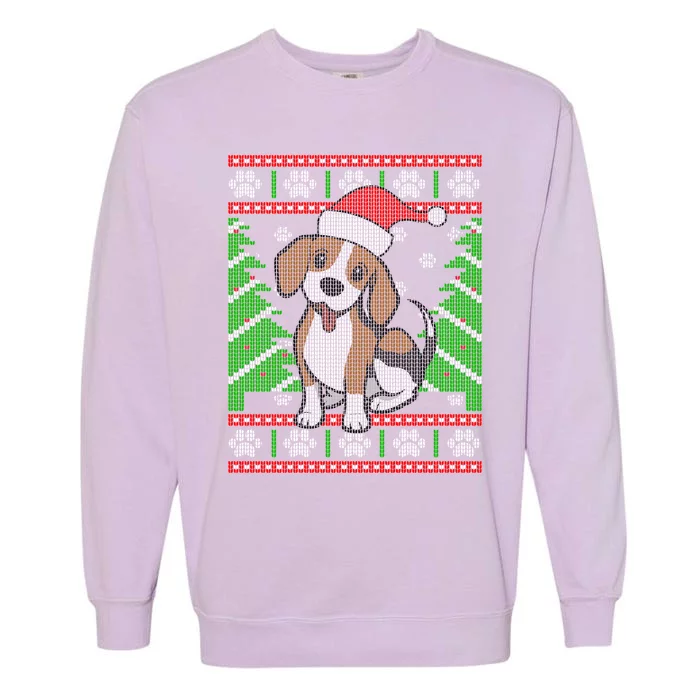 Beagle Dog Holiday Tree Pawprints Vet Ugly Christmas Meaningful Gift Garment-Dyed Sweatshirt