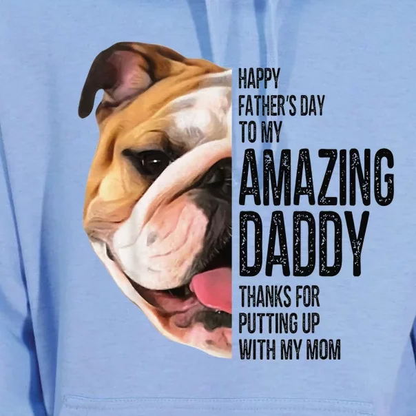 Bulldog Dad Happy Fathers Day To My Amazing Dad Bulldog Unisex Surf Hoodie