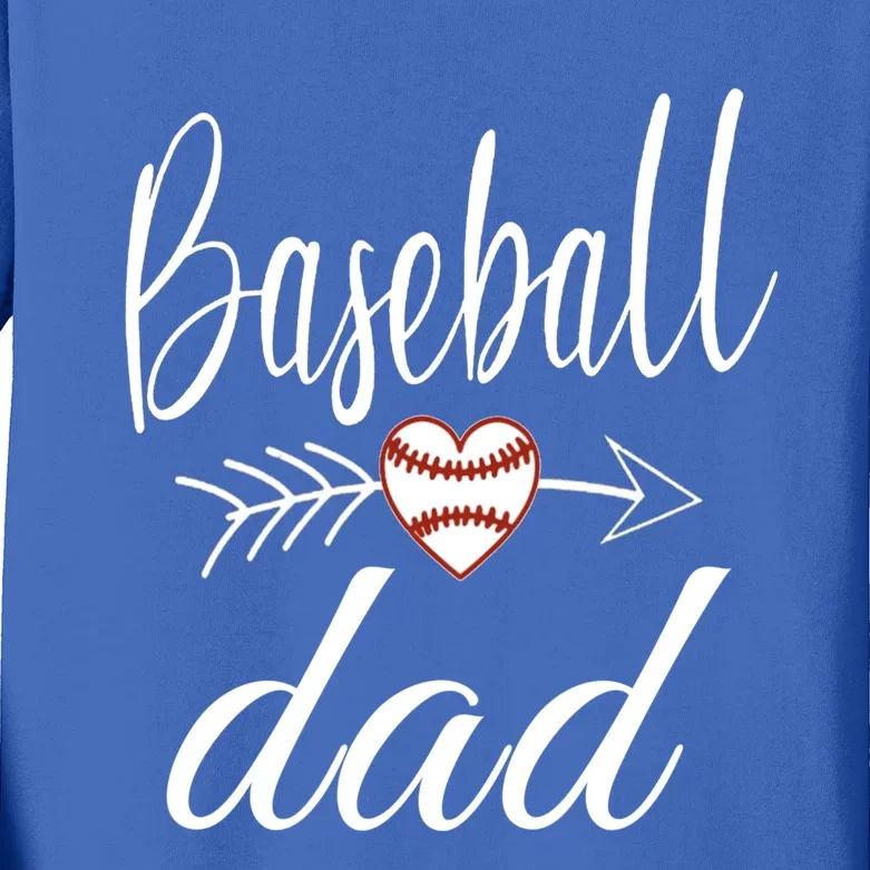 Baseball Dad Heart For Baseball Lovers Funny Gift Kids Long Sleeve Shirt