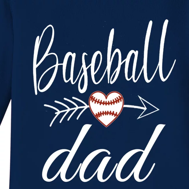 Baseball Dad Heart For Baseball Lovers Funny Gift Baby Long Sleeve Bodysuit