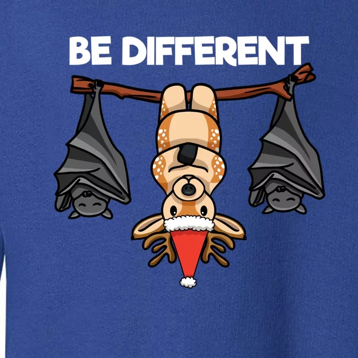 Be Different Hanging Santa Deer With Sleeping Bats Xmas Cool Gift Toddler Sweatshirt