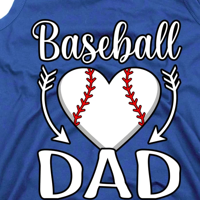 Baseball Dad Heart Sports Player Lover Coach Graphic Gift Tank Top