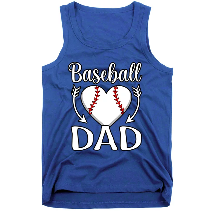 Baseball Dad Heart Sports Player Lover Coach Graphic Gift Tank Top