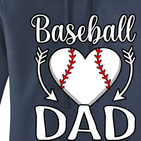 Baseball Dad Heart Sports Player Lover Coach Graphic Gift Women's Pullover Hoodie